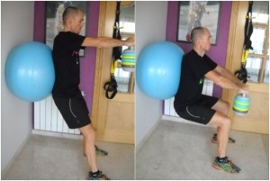 squat exercise with a ball